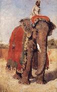 Edwin Lord Weeks A State Elephant at Bikaner Rajasthan oil